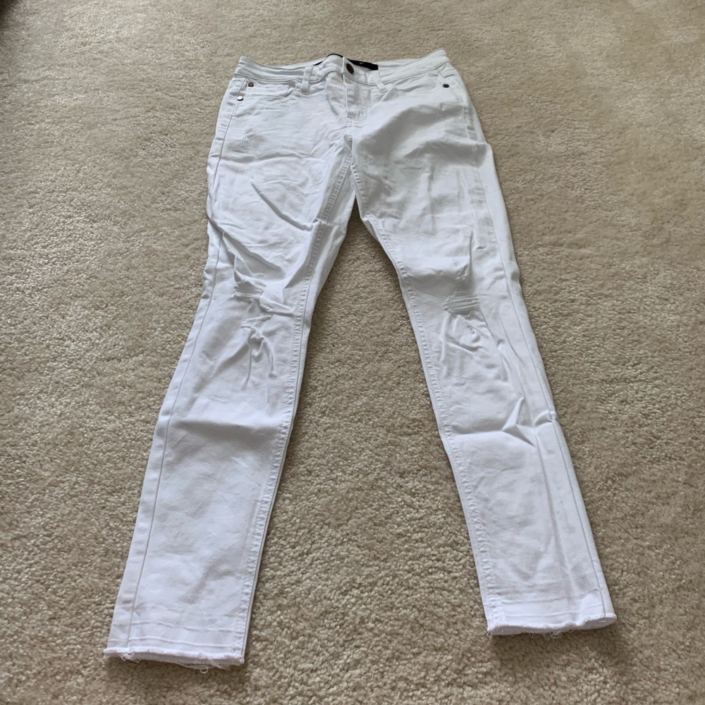 Harper Distressed White Jean Leggings